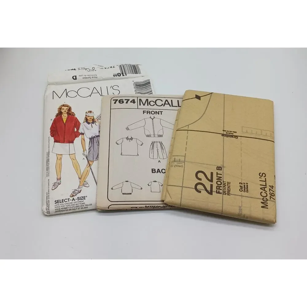 McCalls 7674 Size D 12 14 16 Tennis Golf Active Wear Top Shorts Skort Jacket